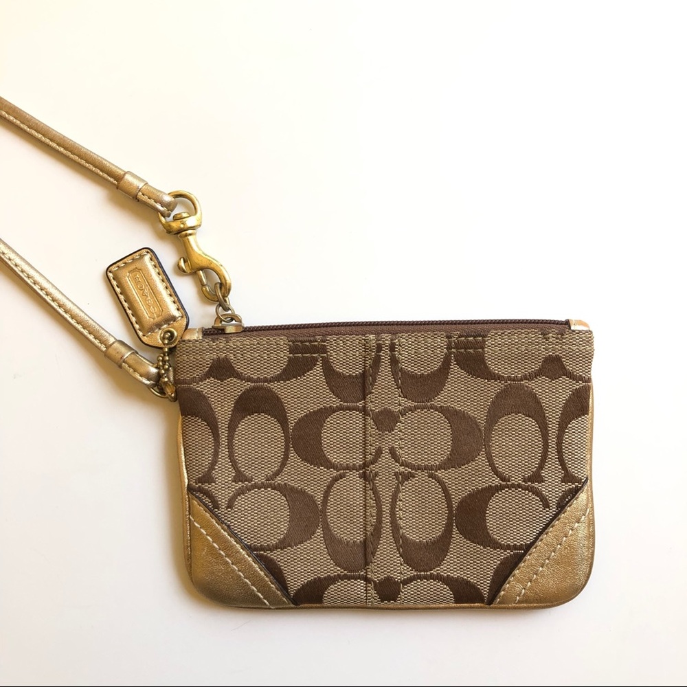 Classic COACH Wristlet - Gold Jacquard
